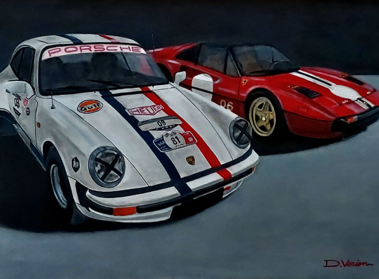 Porsche 911 et Ferrari 308 -92x73